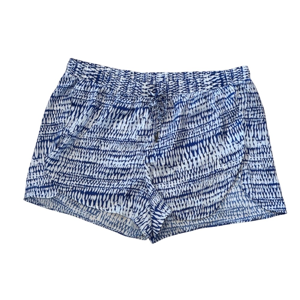 HM Womens Blue White Abstract Print Elastic Waist Drawstring Shorts Size M‎